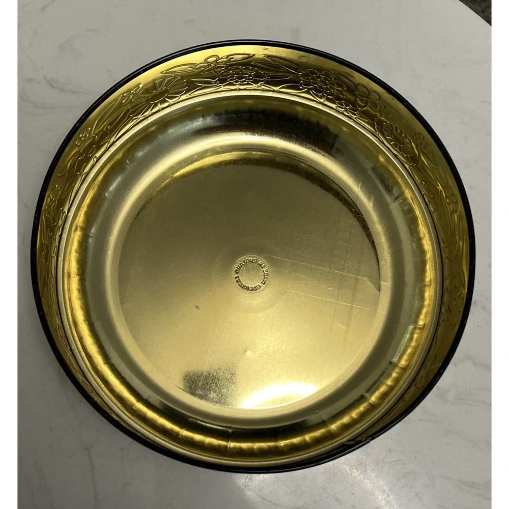 Vtg Daher Embossed Floral Decorative Round Tin‎